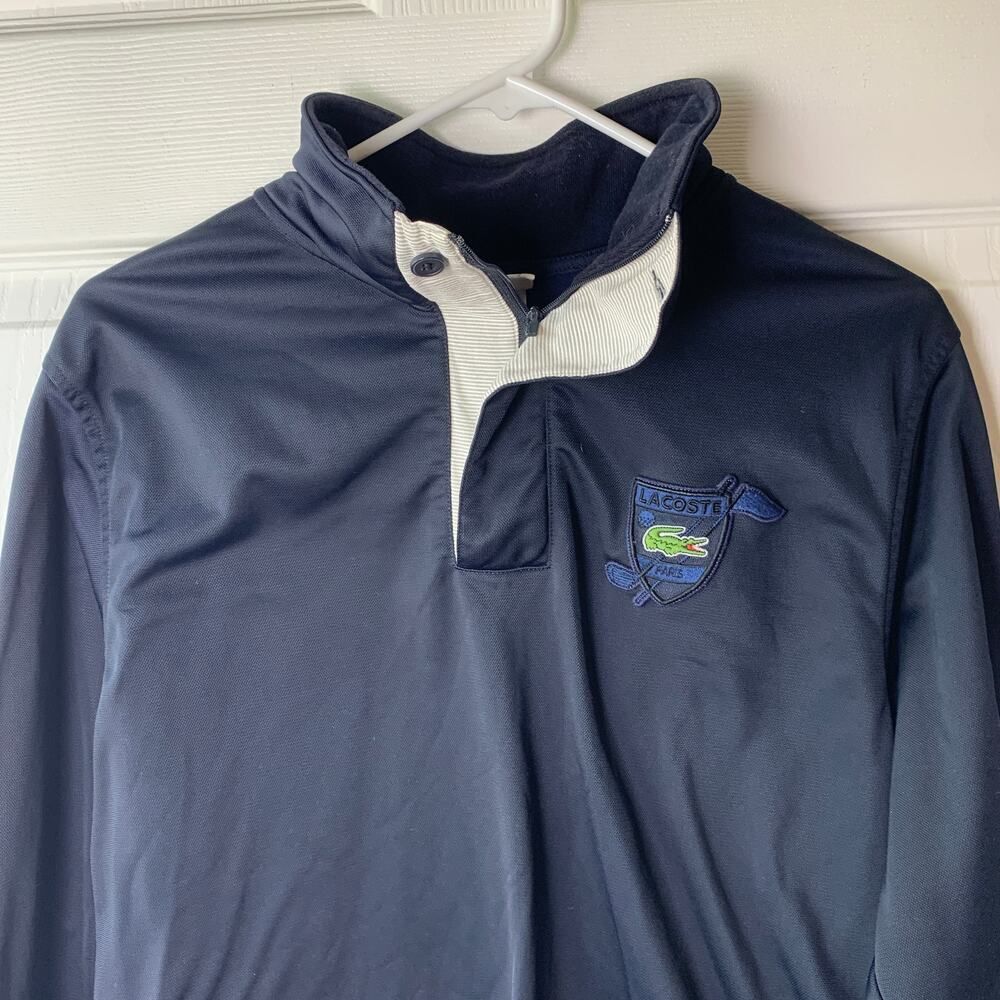 Lacoste Sport Paris Golf Crest Long Sleeve Pullover Men’s S/M Navy Croc Logo